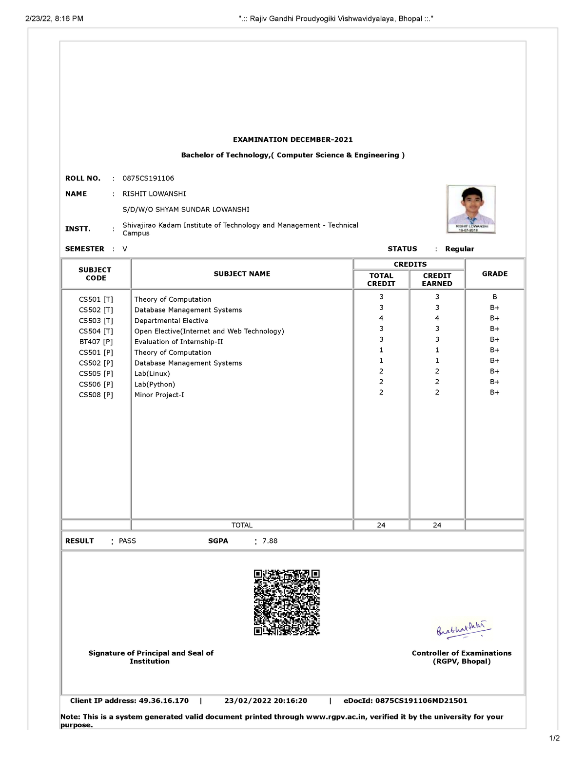 . Rajiv Gandhi Proudyogiki Vishwavidyalaya, Bhopal - 2/23/22, 8:16 PM ...