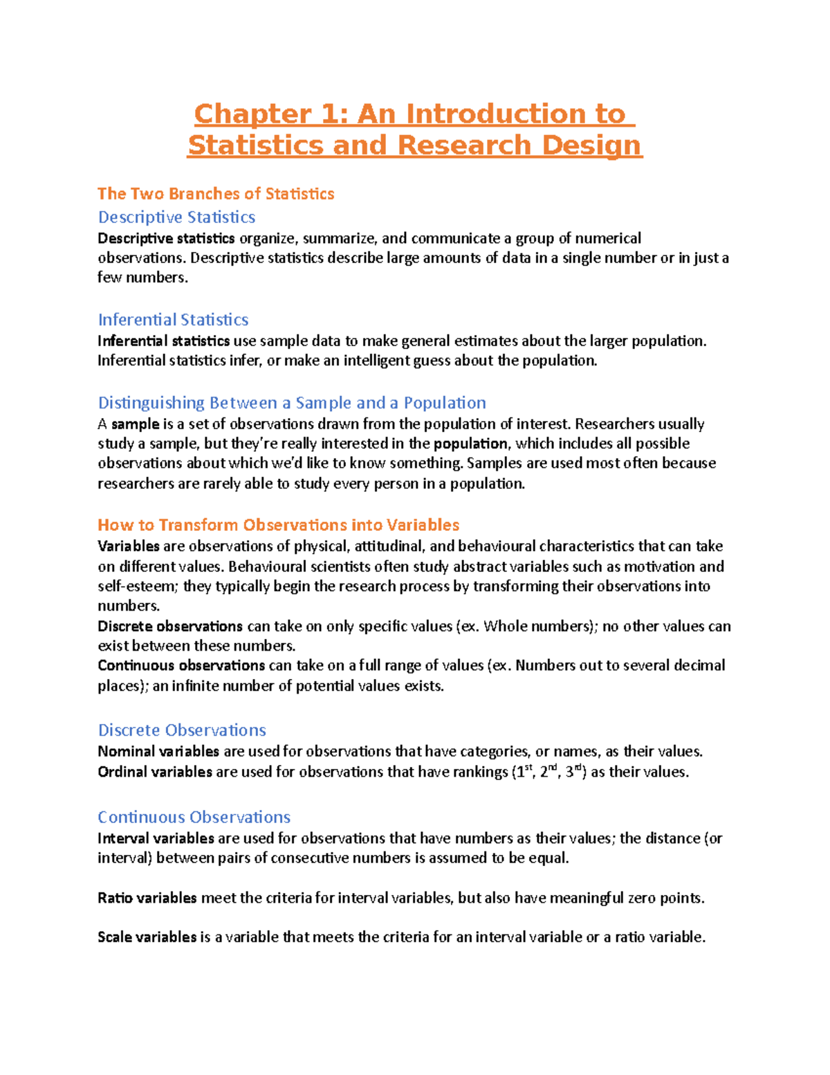 Chapter 1 - Summary Making Sense of Data in Psychological Research ...