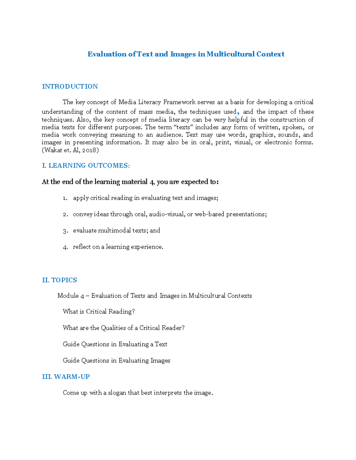 Learning Material 4 GEC 003 Evaluation of Text and Images in