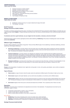 Earth Science 2nd Quarter - Earth Processes Topics under this module ...