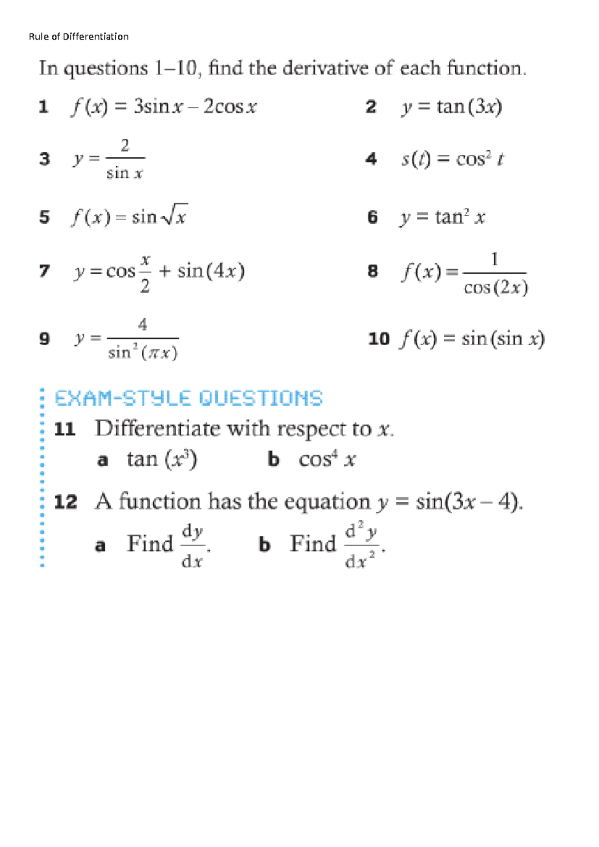Rule of Differentiation - Basic Chemistry 2 - Studocu