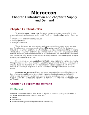 Microeconomics week 1 - these notes are from the lecture and the ...