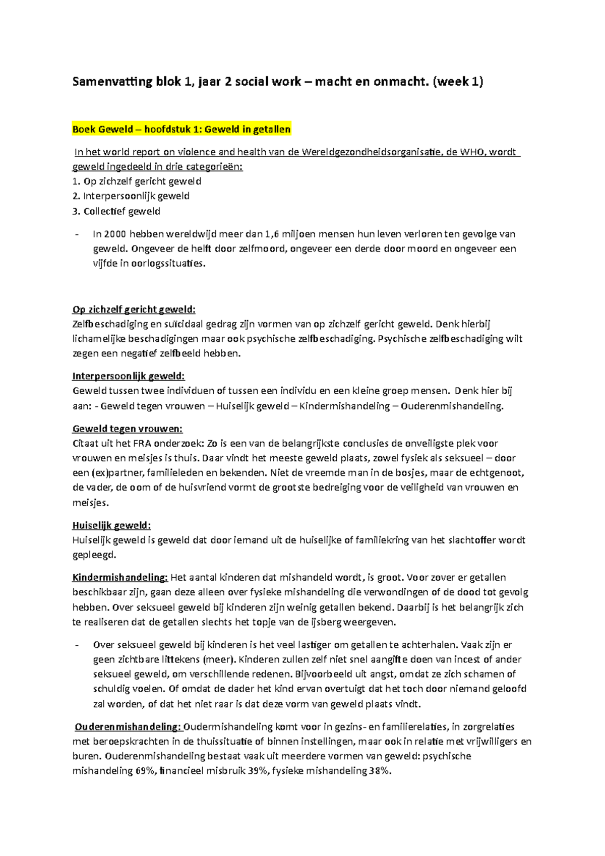 Samenvatting Jaar 2 Macht En Onmacht Samenvatting Blok 1 Jaar 2