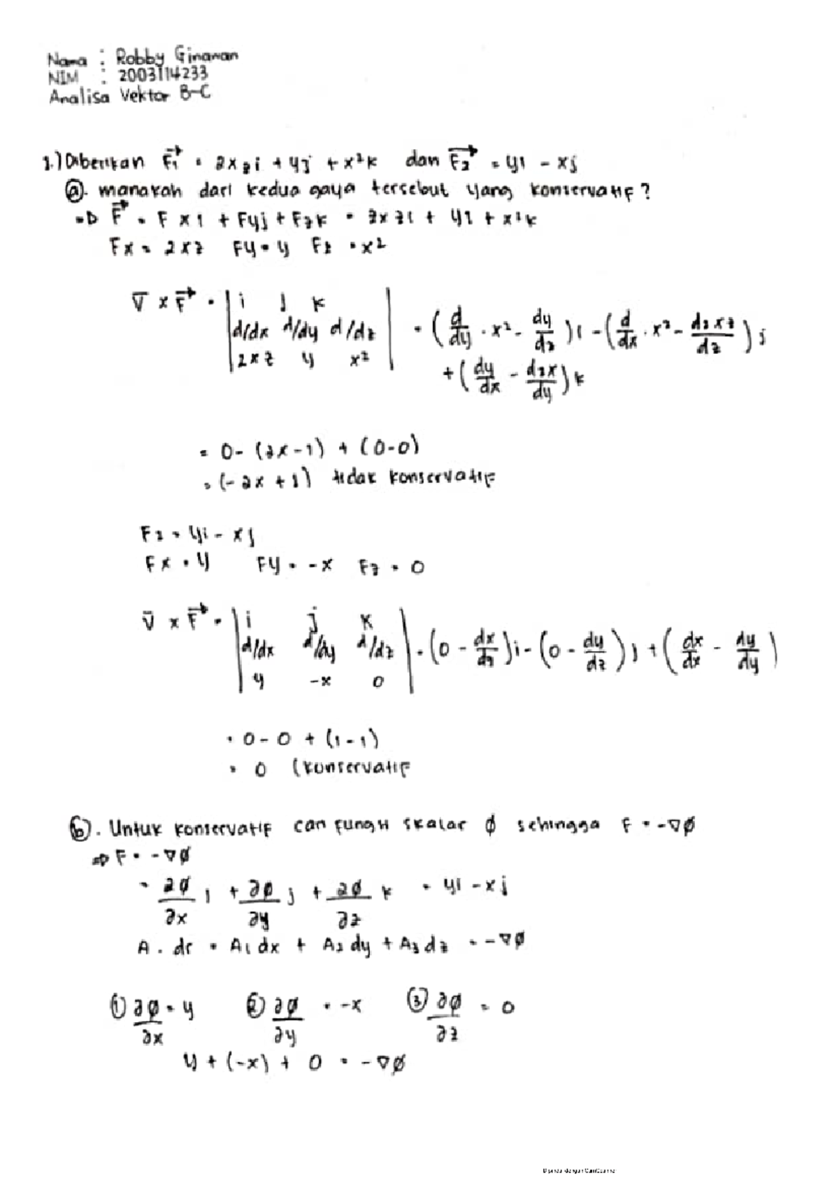 Tugas Integral Vektor-Anvek B-C Robby Ginawan 2003 114233 - Fisika ...