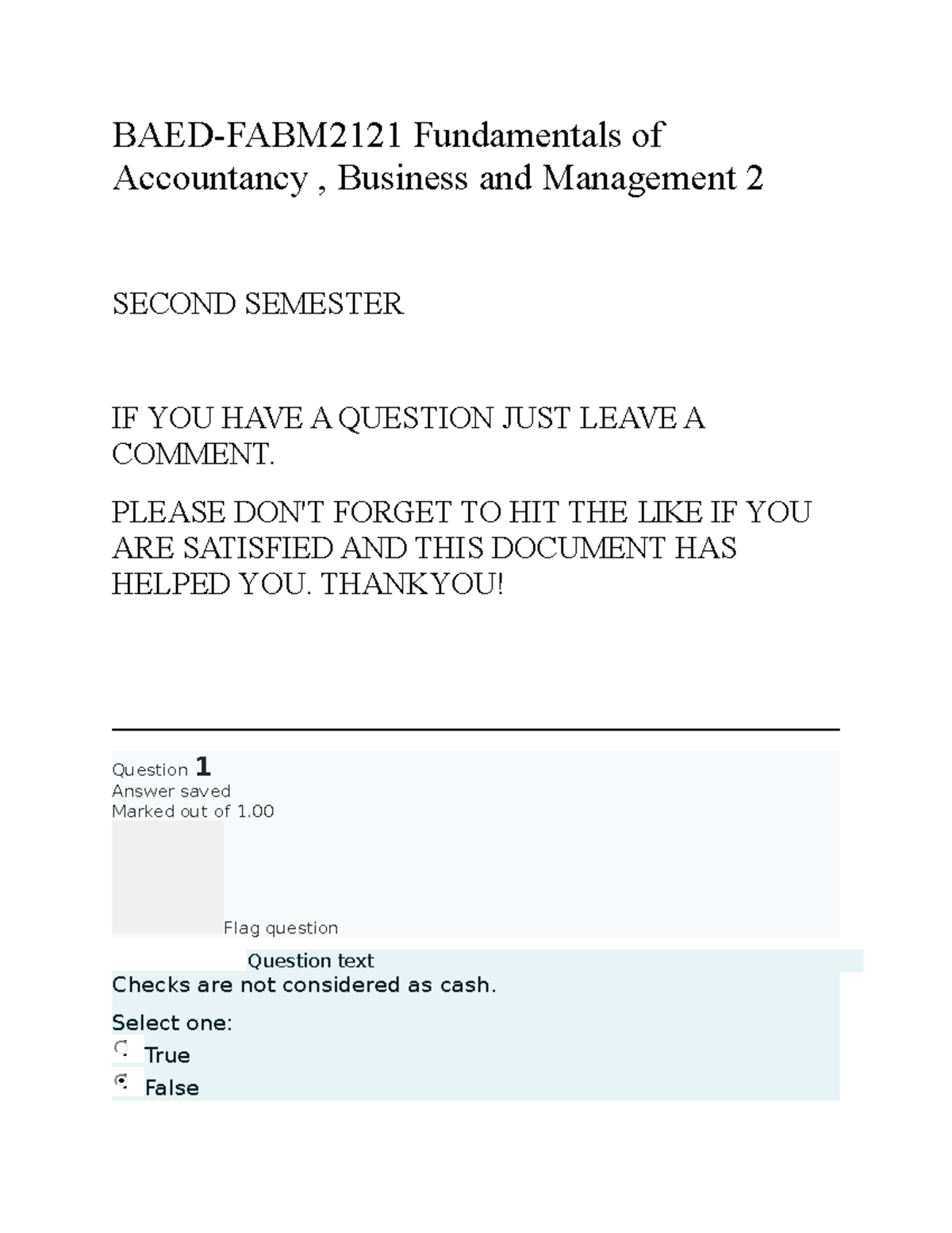 FABM SECOND SEM EXAM.docx [2121-2122] ANSWERS COMPILATION GRADE 11 ACLC ...