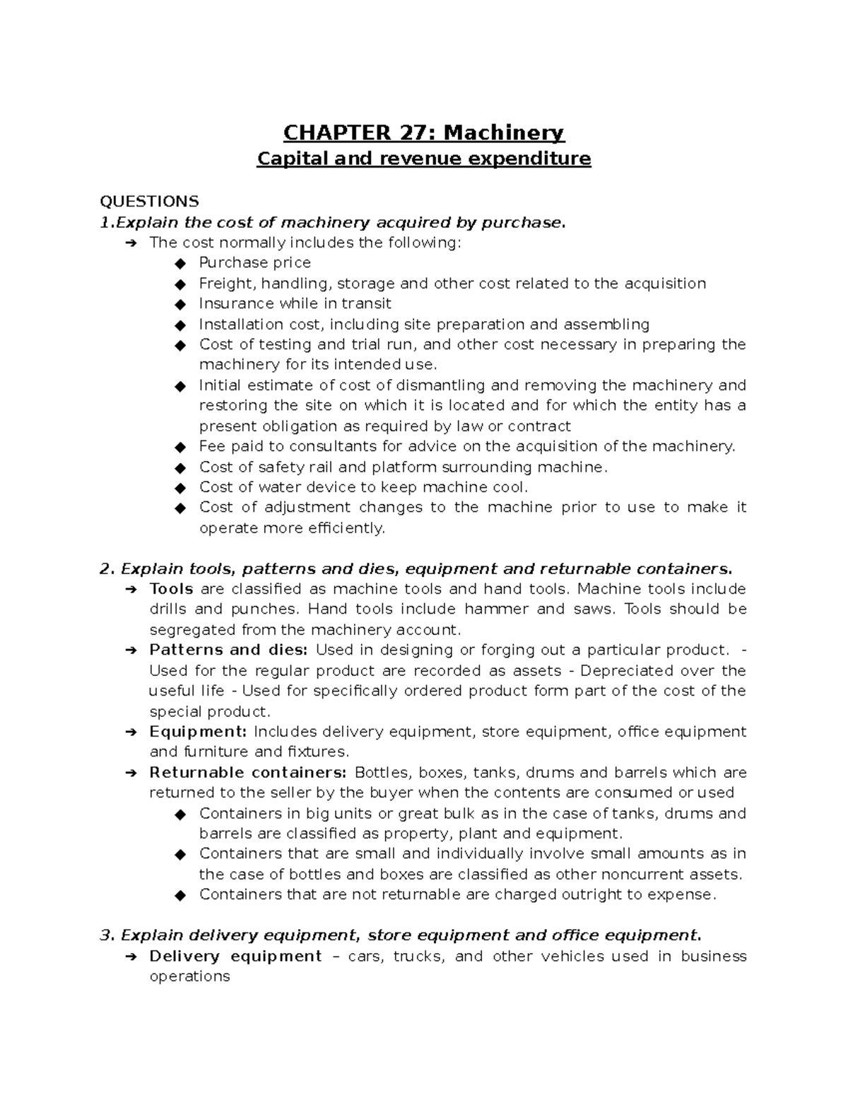 C27 Questions - CHAPTER 27: Machinery Capital and revenue expenditure ...