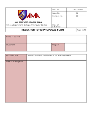 123finalasda - 312341 - AMA COMPUTER COLLEGE Doc. No. QR-CCS- 006 Issue ...