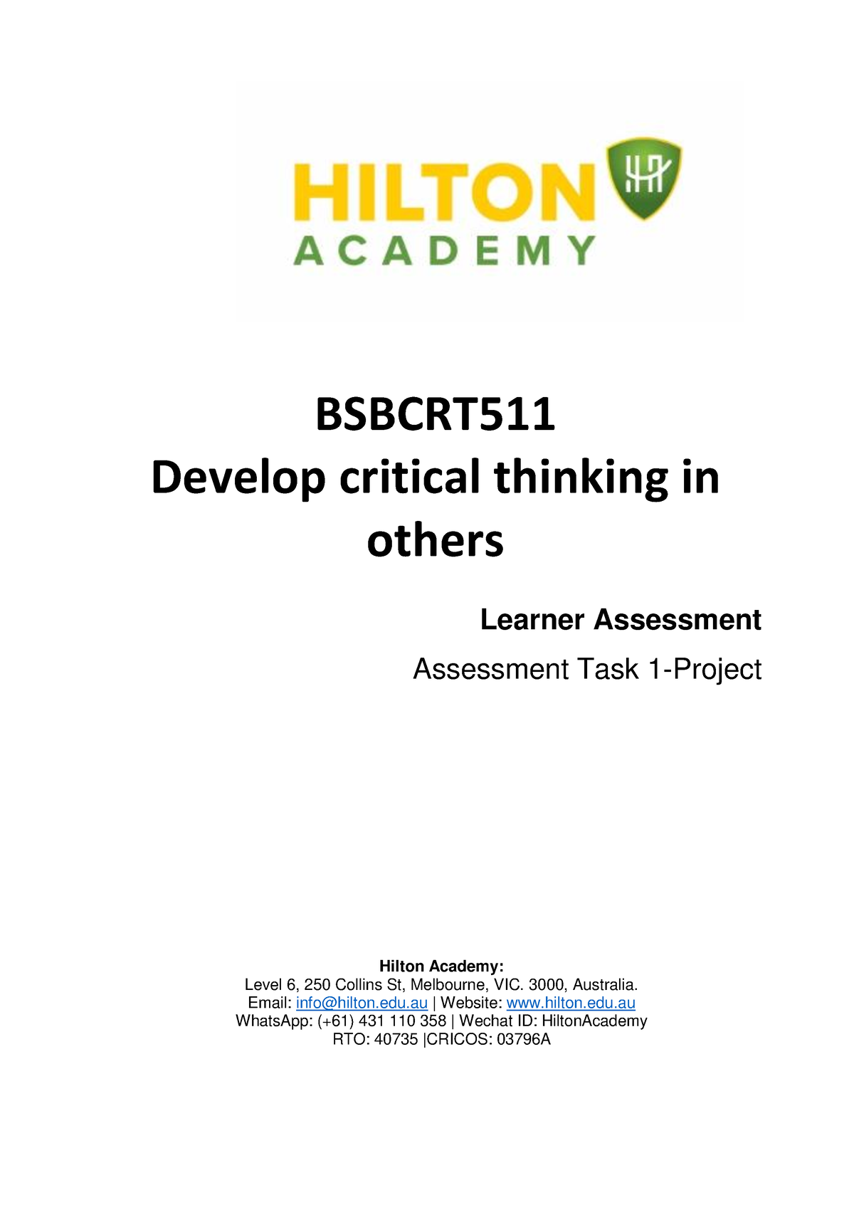 SA.1- Bsbcrt 511 Assessment-1-Project-Student Info MG [Ver. 1] - Email ...