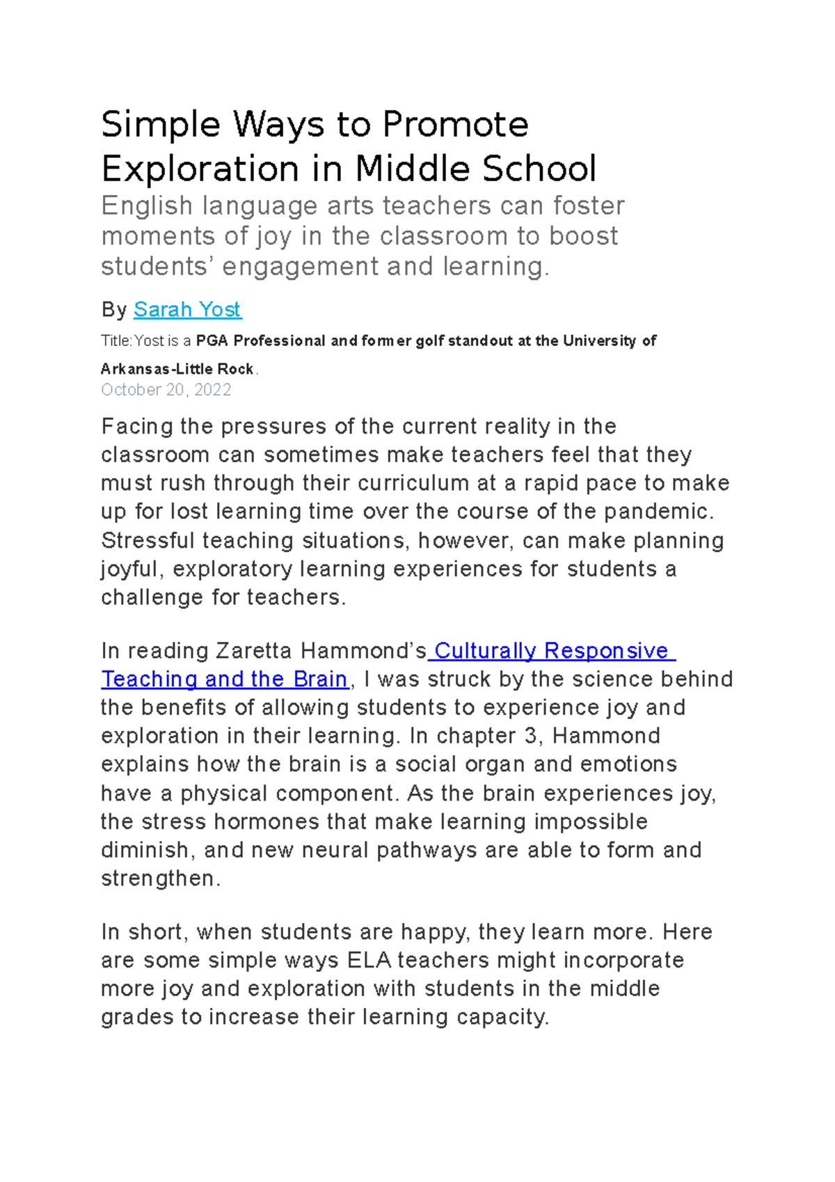 B9 - assd - Simple Ways to Promote Exploration in Middle School English ...