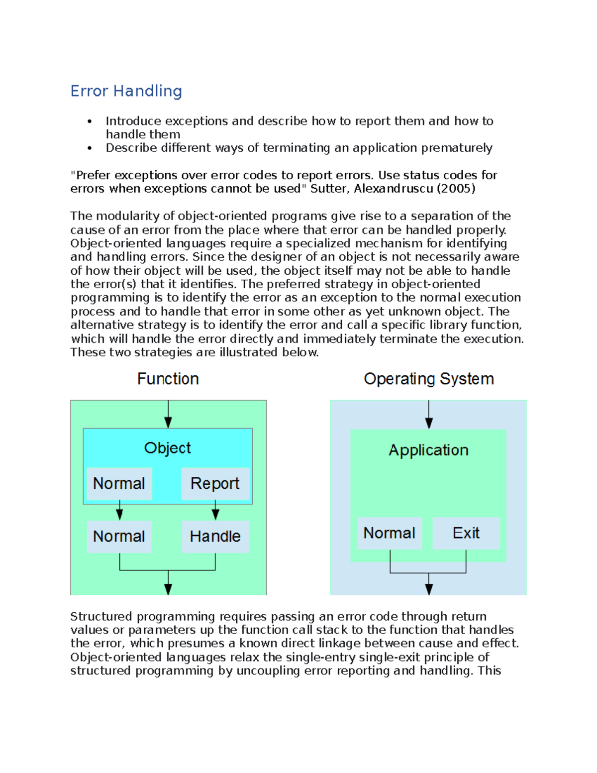 Error Handeling - Error Handling Introduce exceptions and describe how ...
