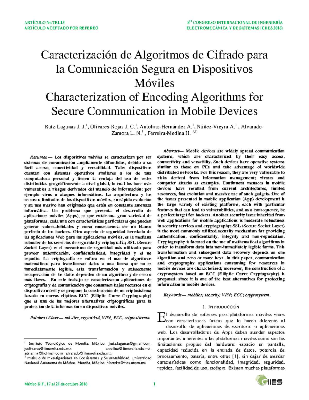 Characterization of Encoding Algorithms - ARTÍCULO ACEPTADO POR REFEREO ...