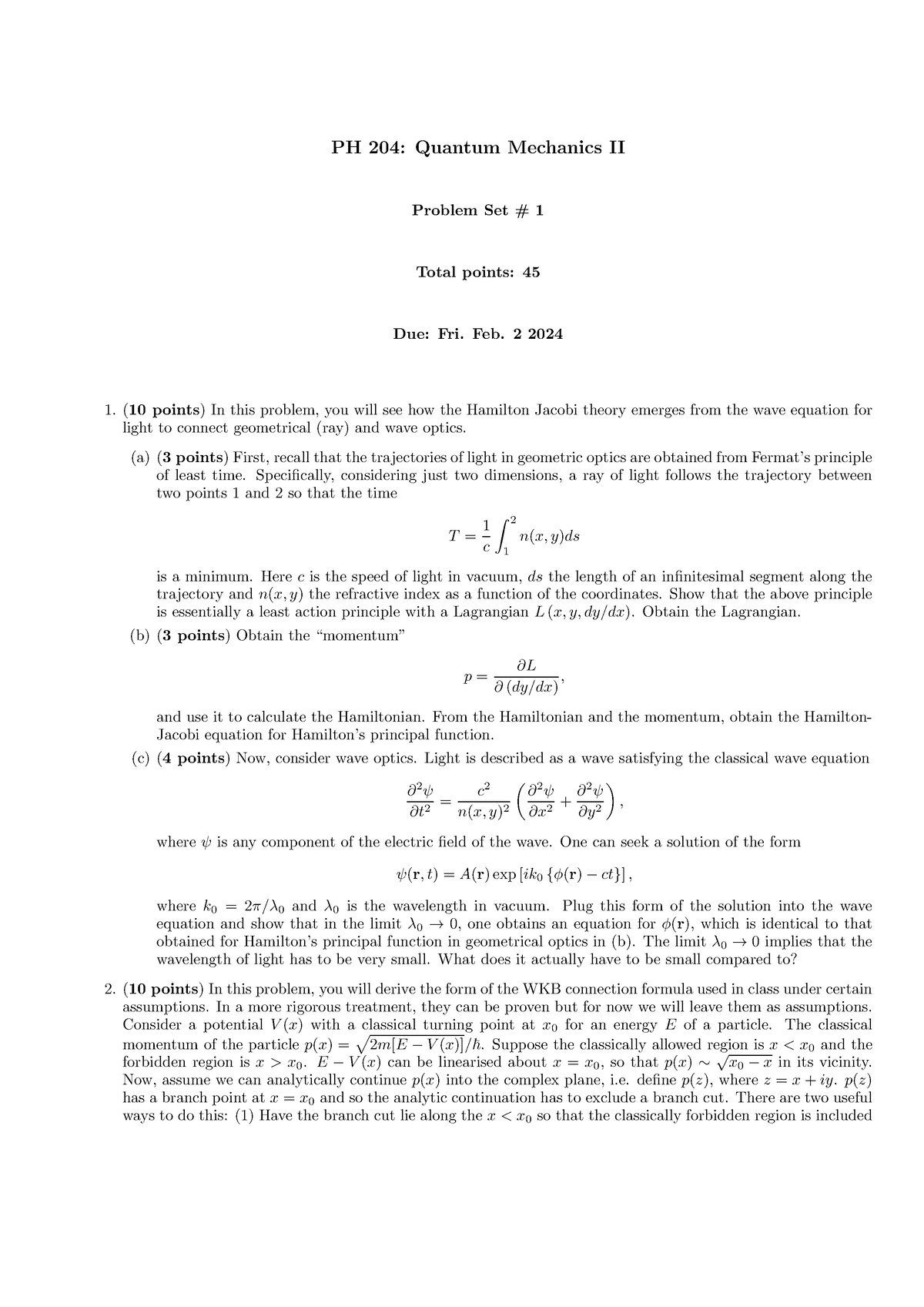 PH 204 2024 PS 1 - Problem Set About Statistical Mechanics - PH 204 ...