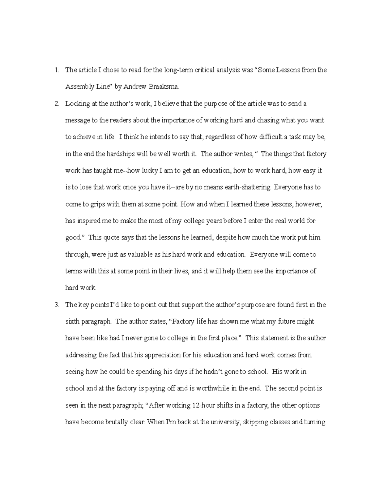 ENG 17 Writing Notes Some Lessons from the Assembly Line The