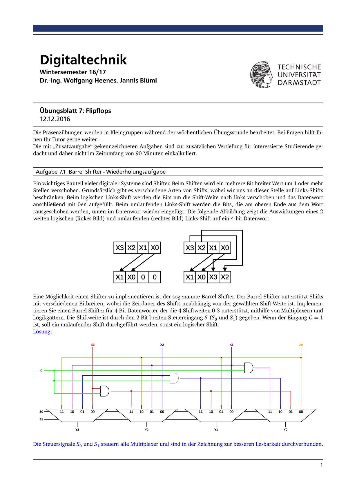 Uebung 7 Lösungen - Digitaltechnik Wintersemester 16/ Dr.-Ing. Wolfgang ...