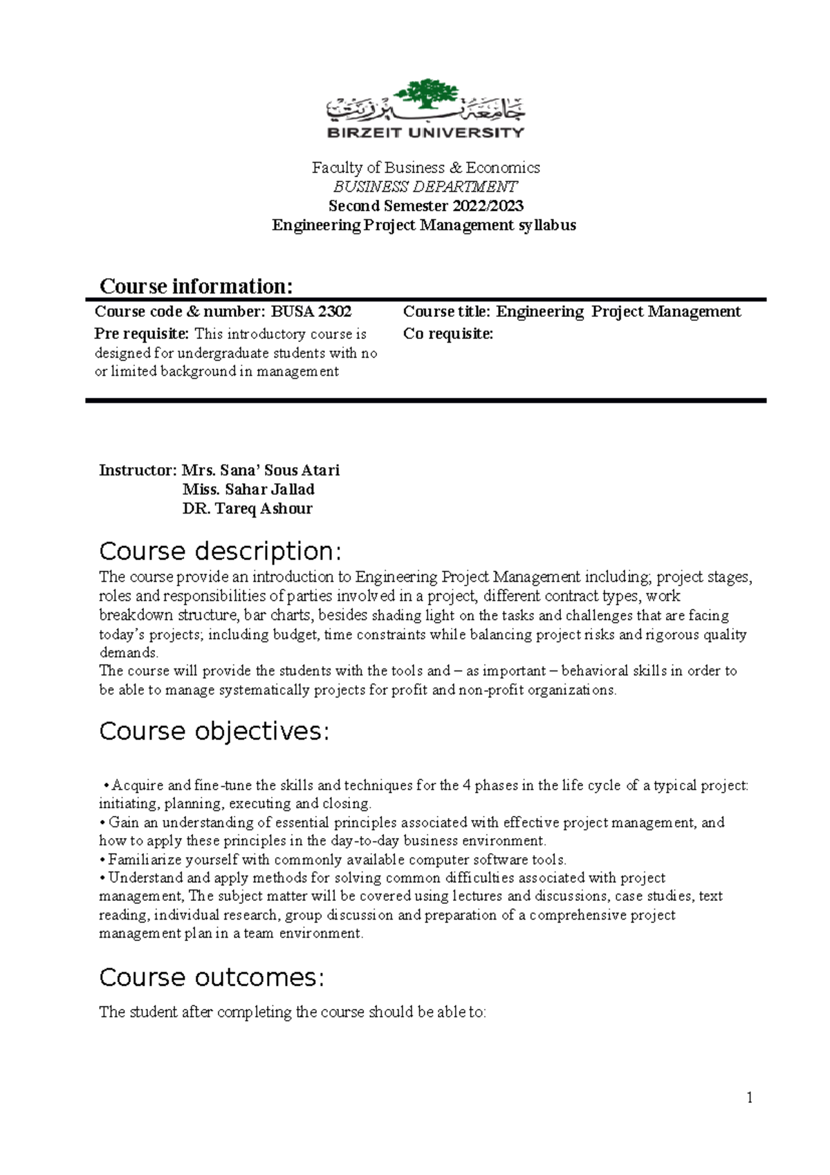 Busa+2302+Syllabus+2023+2+ - Faculty of Business & Economics BUSINESS ...