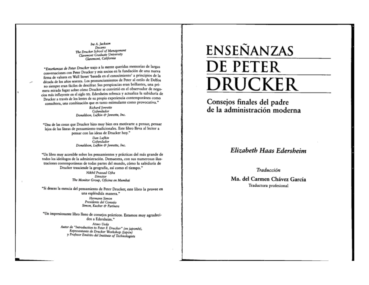 Enseñanzas De Peter Drucker De Peter Drucker