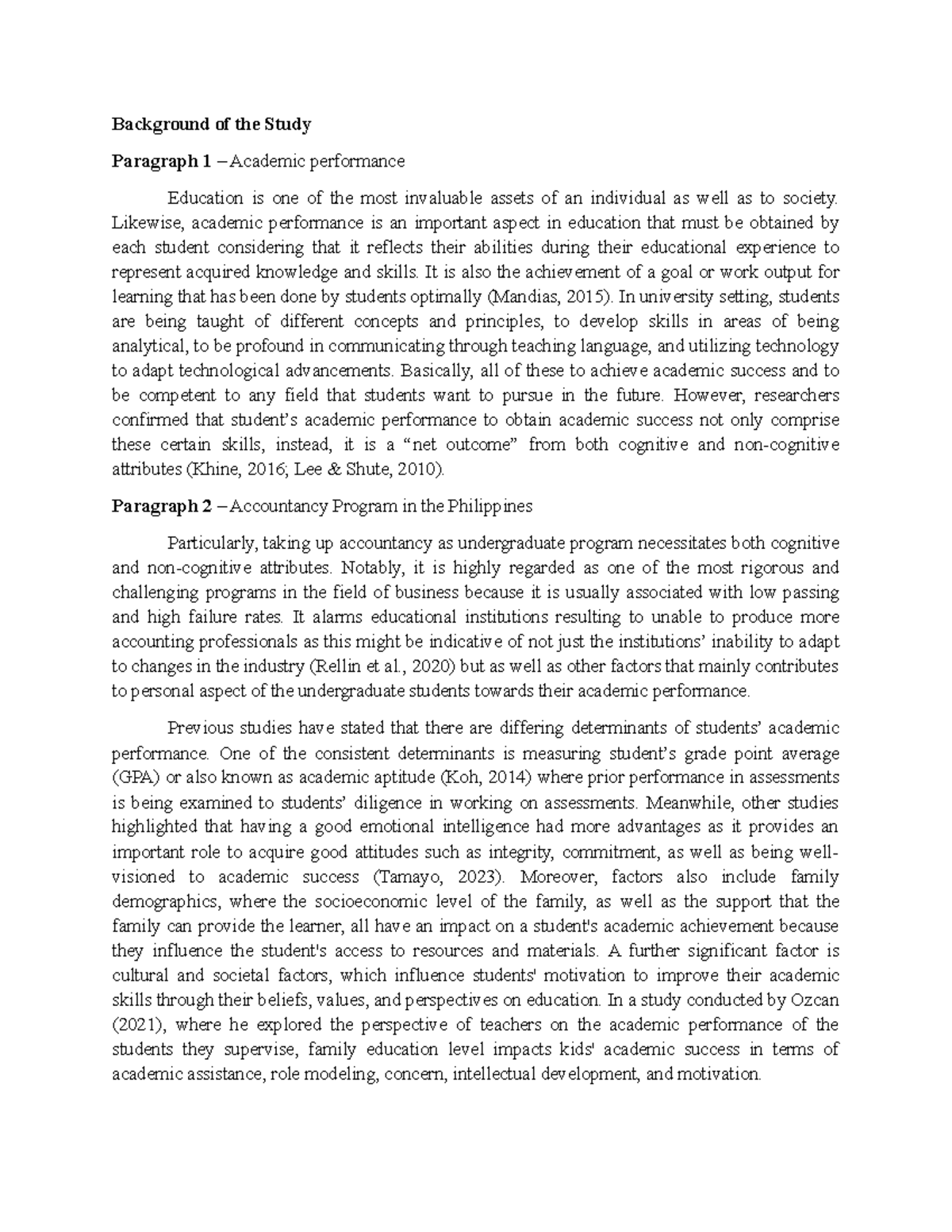Background of the Study Outline (Draft) - Background of the Study ...