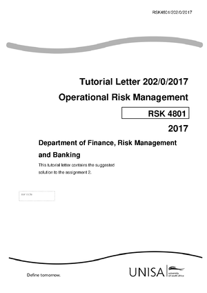 RSK4801 - RSK Define Operational Risk And Explain Each Operational Risk ...