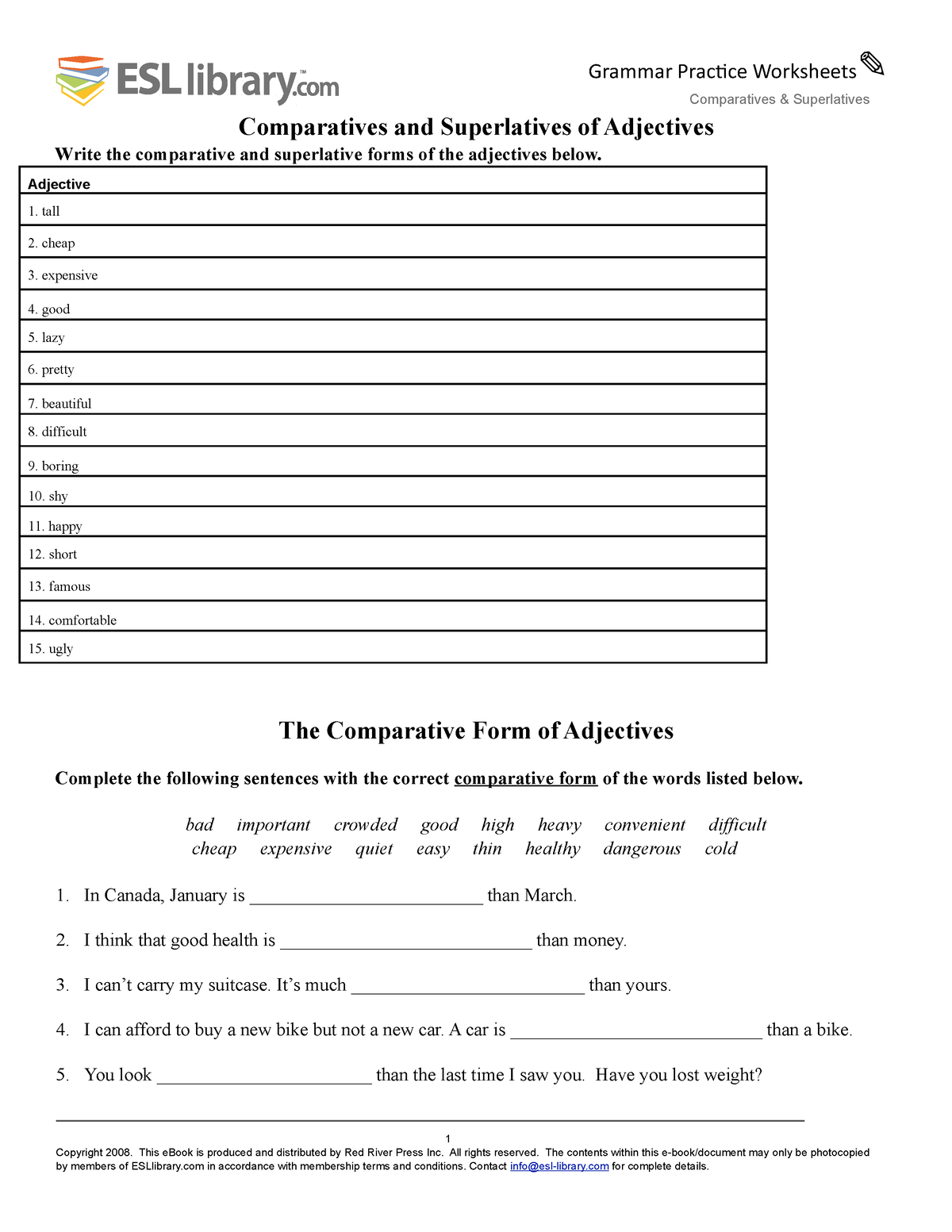 Comparatives Superlatives worksheet - Comparatives & Superlatives ...