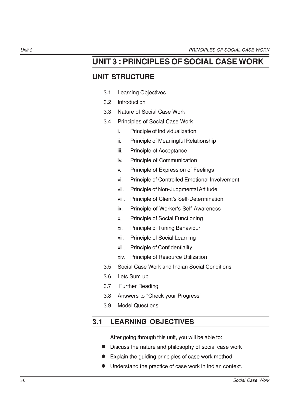 Unit 3 Principles Of Social Case Work Unit 3 PRINCIPLES OF SOCIAL 