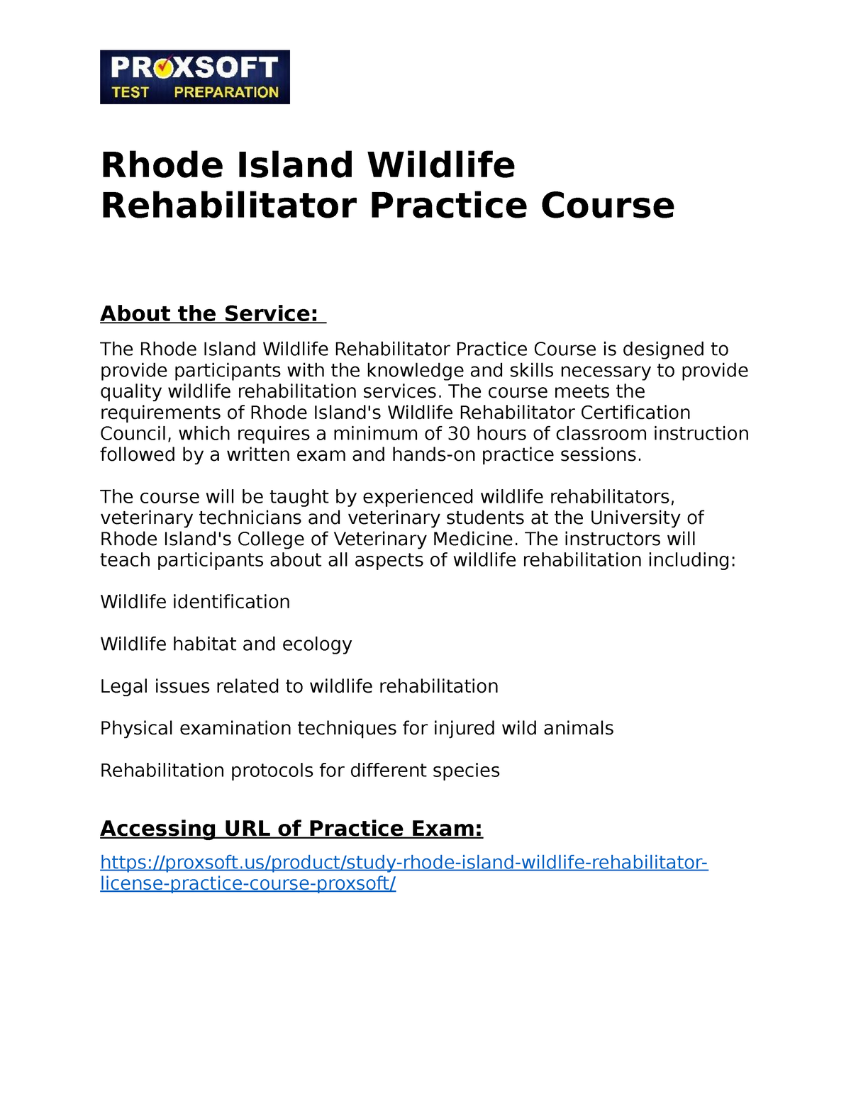 Rhode Island Wildlife Rehabilitator Practice Course - The course meets ...