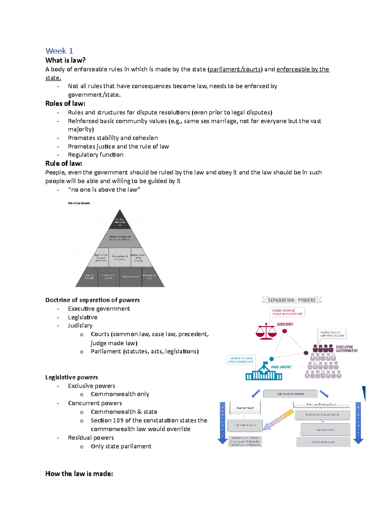 lecture-notes-week-1-what-is-law-a-body-of-enforceable-rules-in