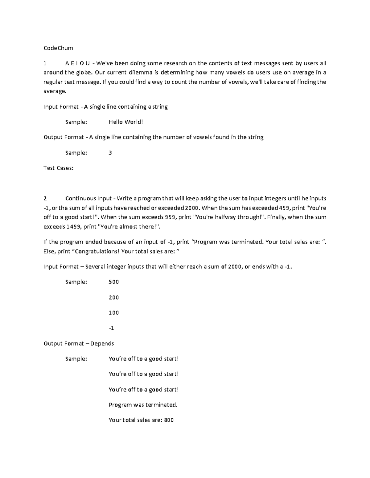 Code-chum compress - question and answer - CodeChum 1 A E I O U - We've ...