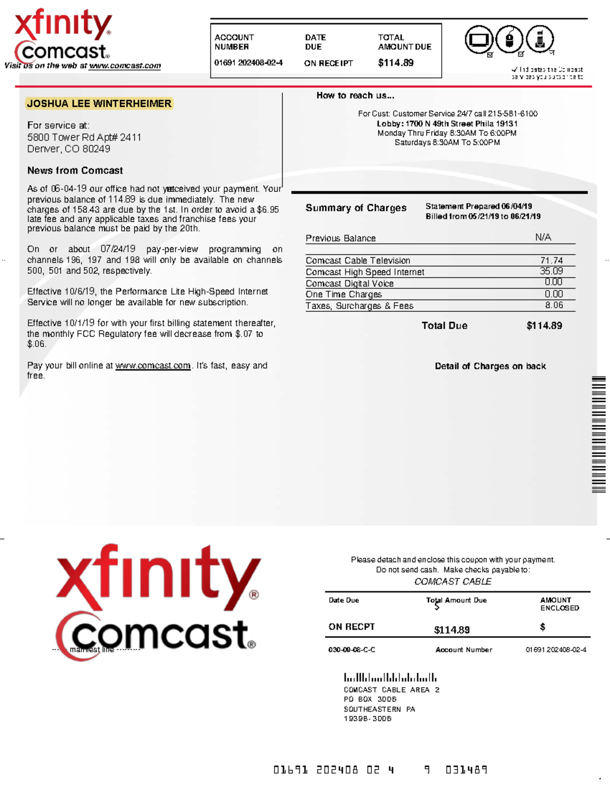 Comcast Com Bill