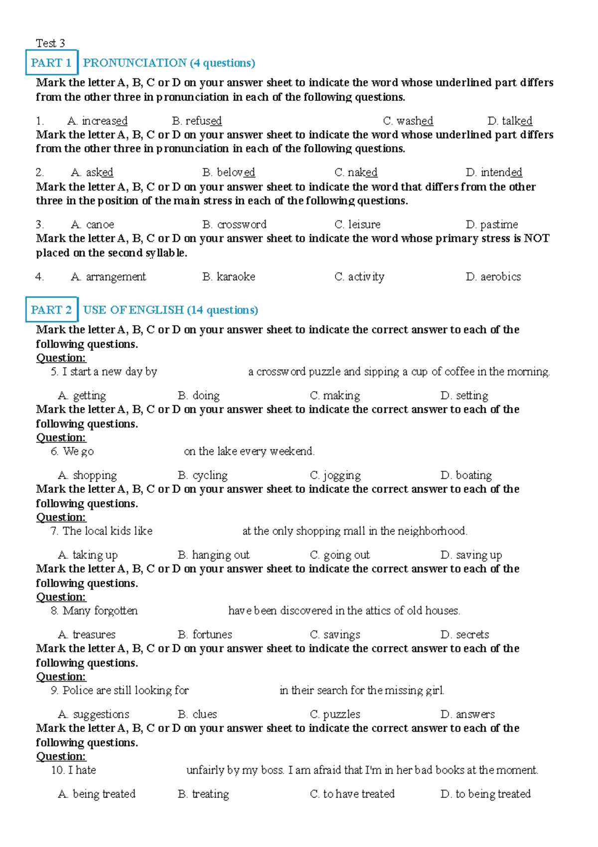 Tiếng Anh 10 i-Learn Smart World - Unit 22 - Test 3 PART 1 ...