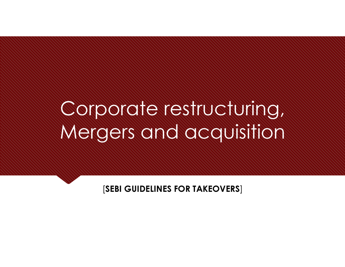 Corporate Restructuring - Corporate Restructuring, Mergers And ...