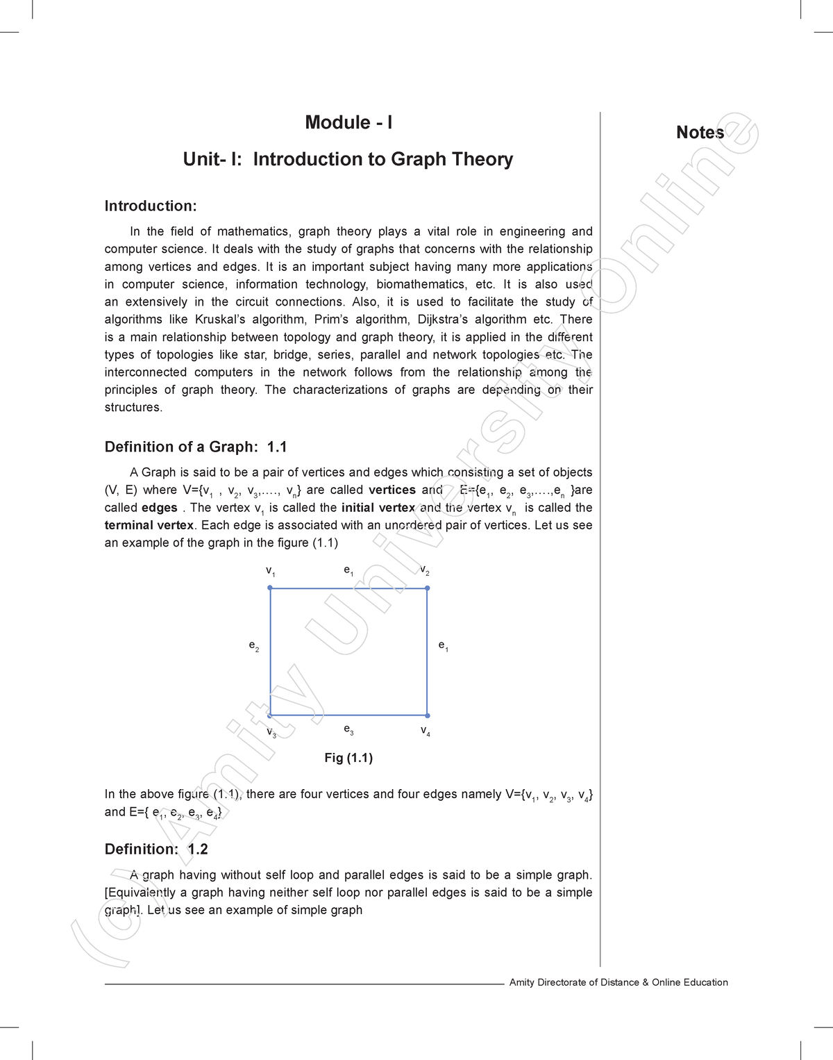 Graph Theory And Combinatoric - Notes Module - I Unit- I: Introduction ...