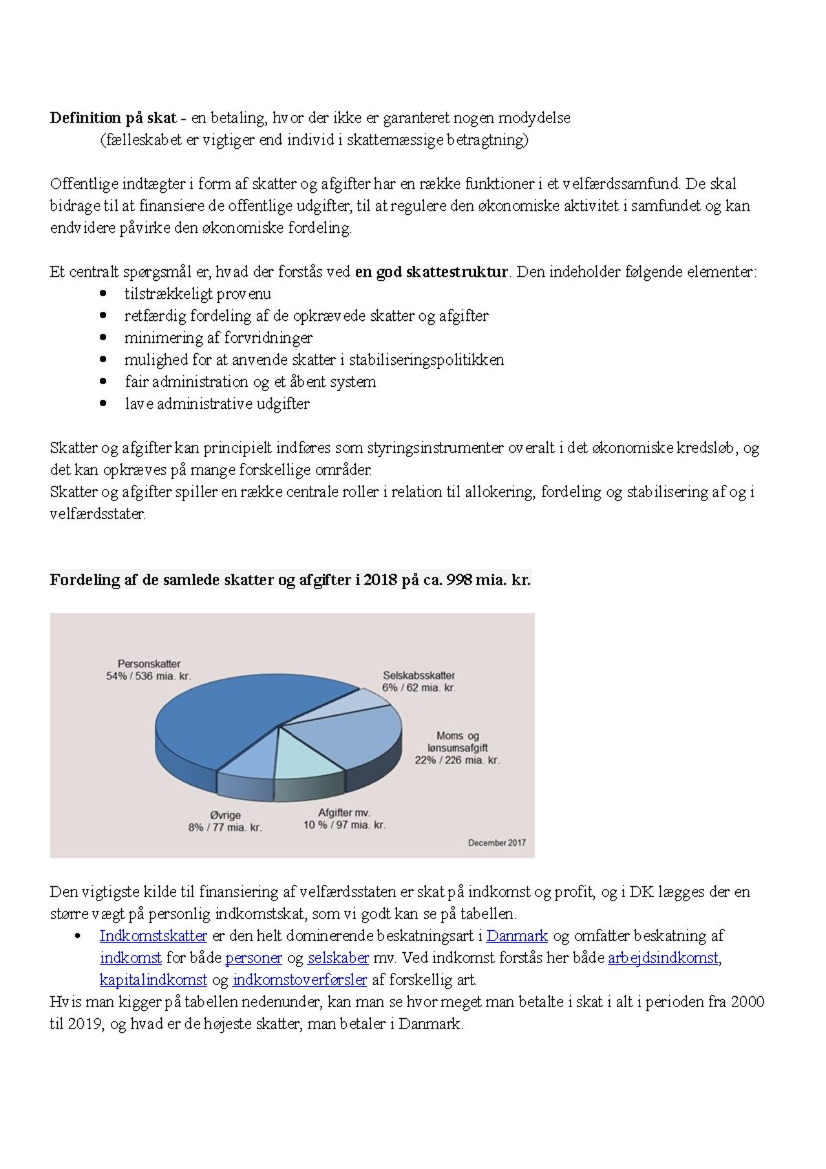 Skattestruktur i DK Definition på skat en betaling, hvor der ikke