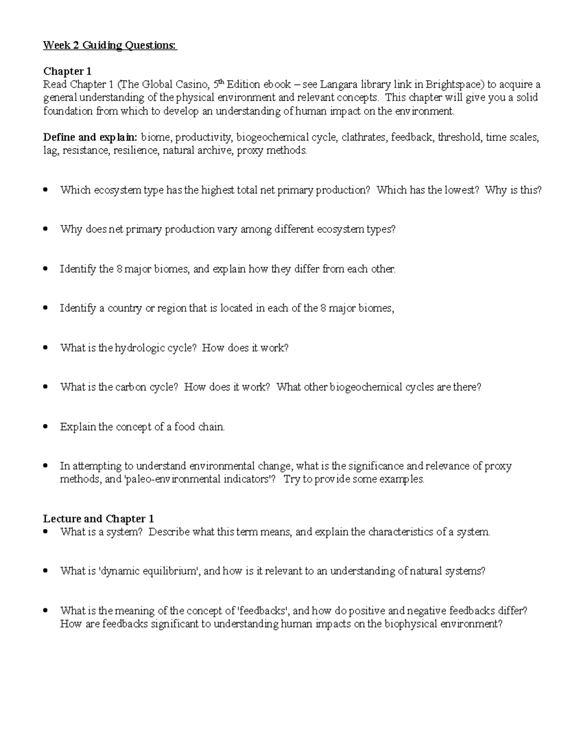 Week 2 Guiding Questions Week 2 Guiding Questions Chapter 1 Read Chapter 1 (The Global Casino
