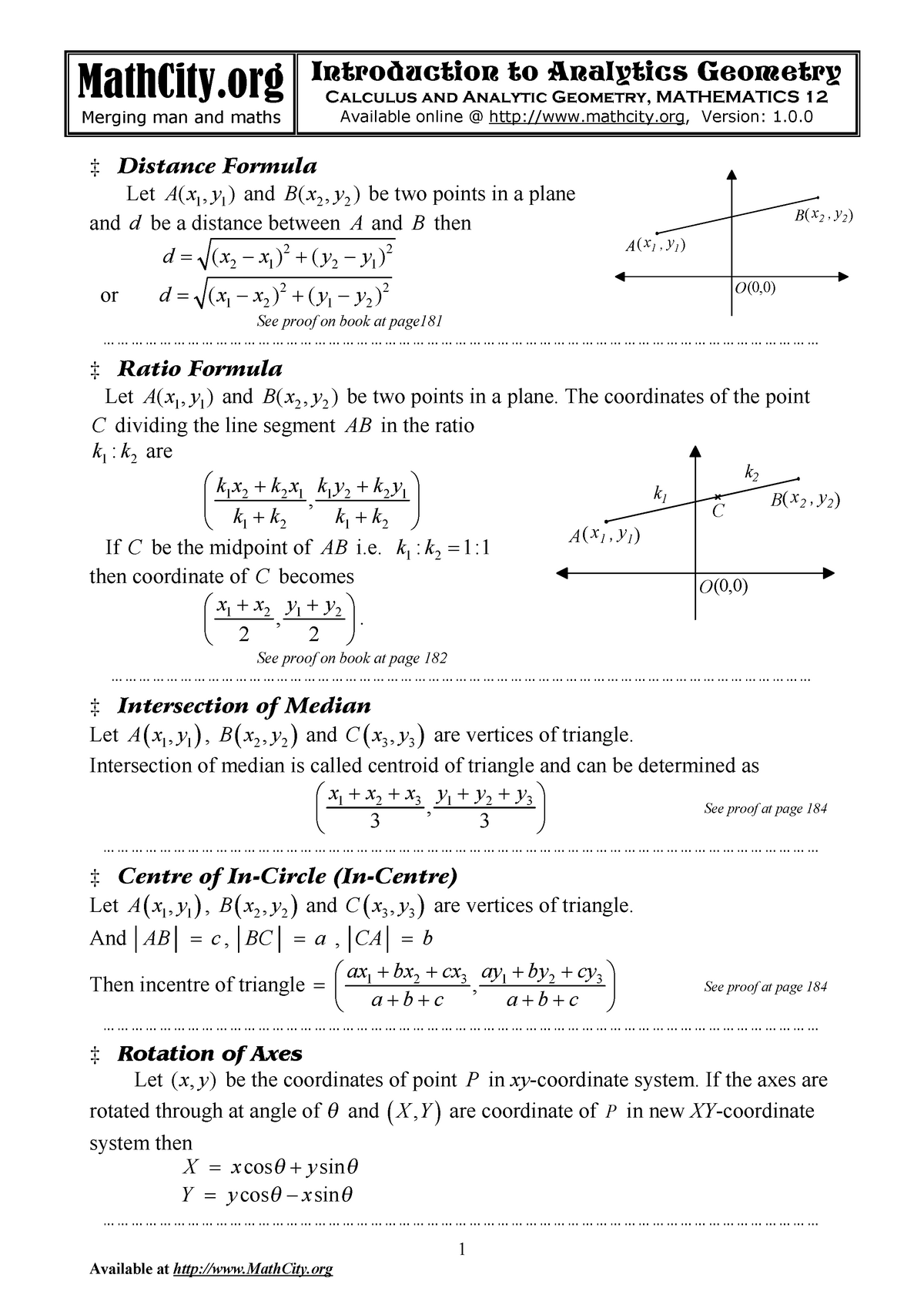 Ch04 Formulas Introduction To Analytics Geometry Mathcity Org Introduction To Analytics Geometry Calculus And Analytic Geometry Mathematics 12 Merging Man And Studocu