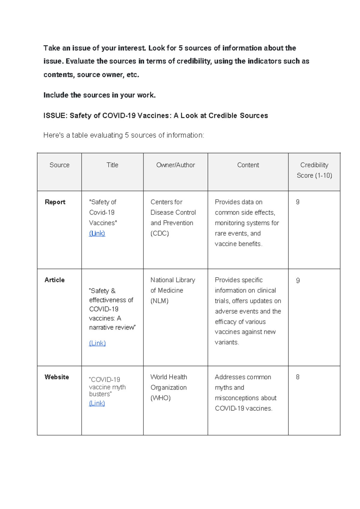 Critical Thinking - Homework - Evaluate Credibility - Take An Issue Of ...