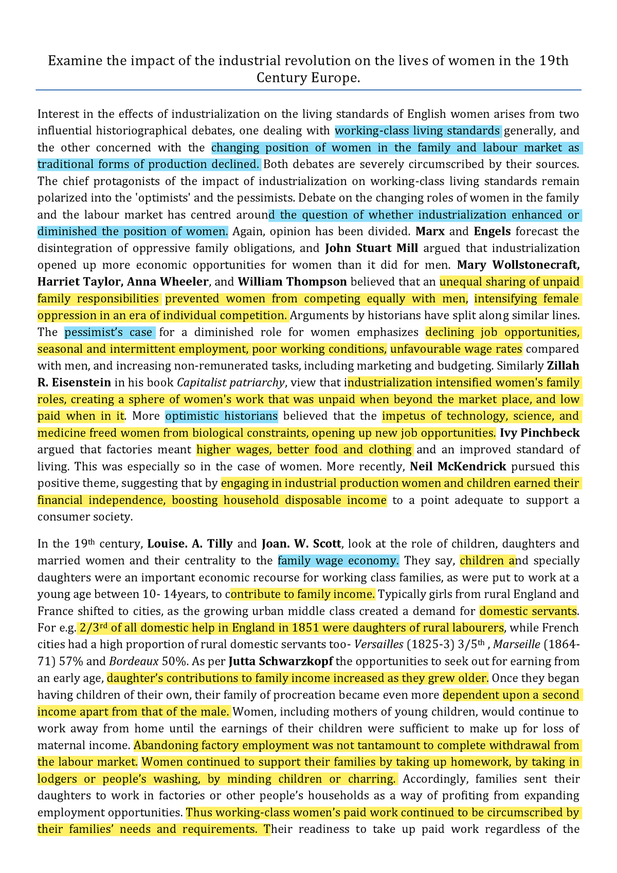 Impact Of Industrial Revolution On Women - Examine the impact of the ...