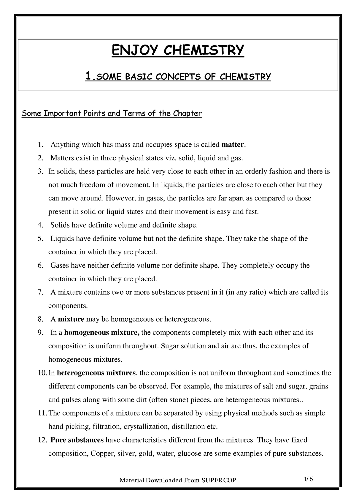 Chemistry 1 - ENJOY CHEMISTRY 1 BASIC CONCEPTS OF CHEMISTRY Some ...