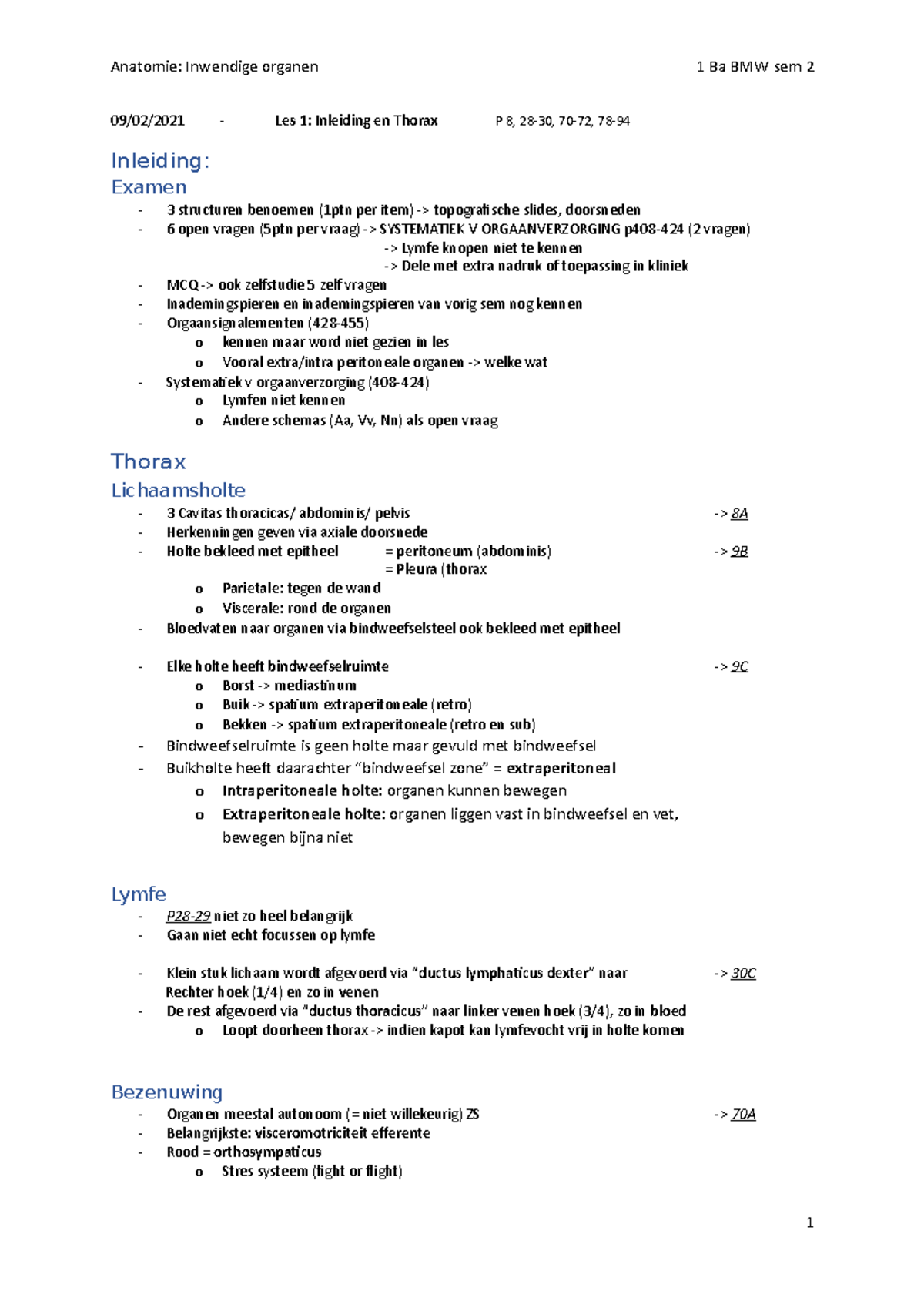 Notities - College-aantekeningen Alle - Anatomie : Inwendige Organen ...