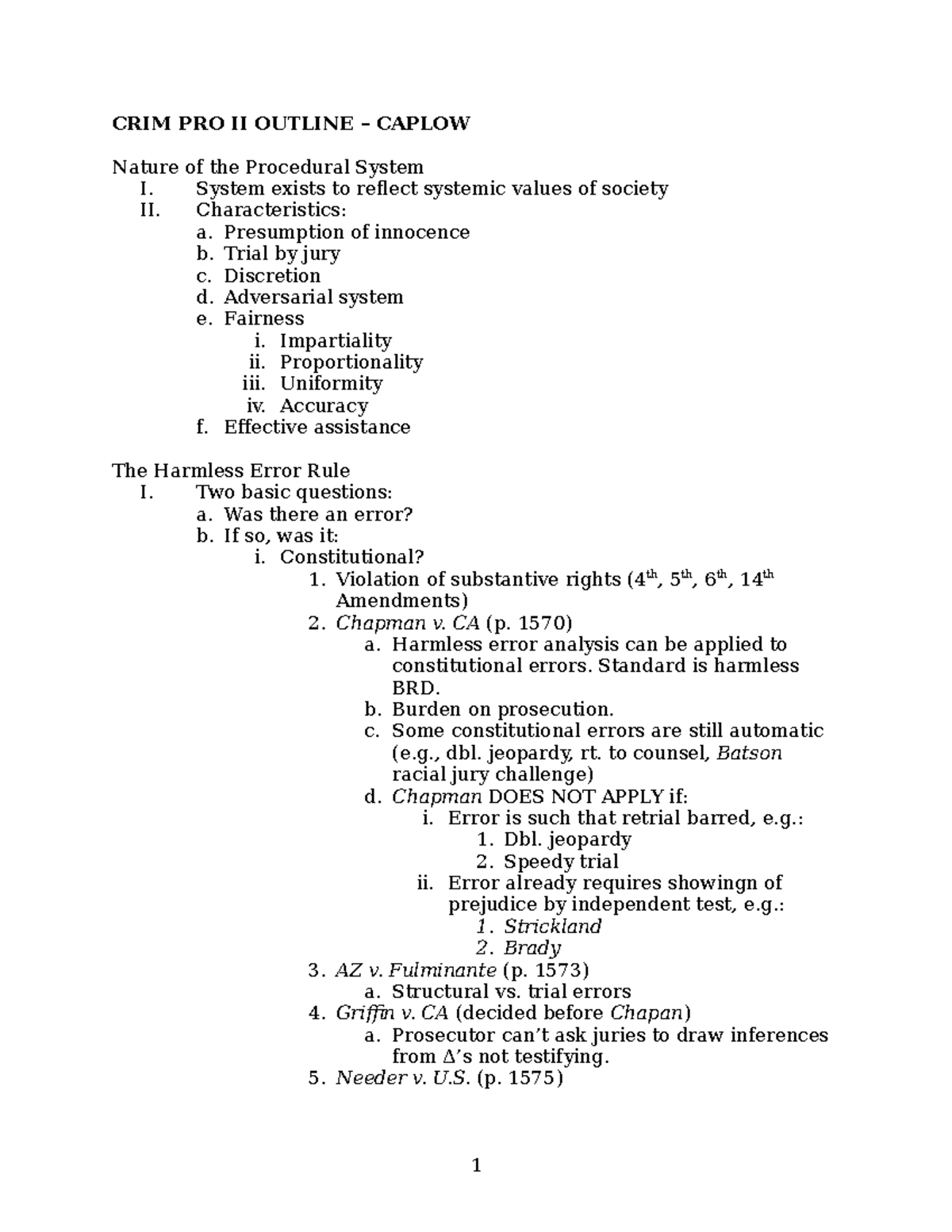 Crim Pro II Caplow Spring - CRIM PRO II OUTLINE CAPLOW Nature of the ...