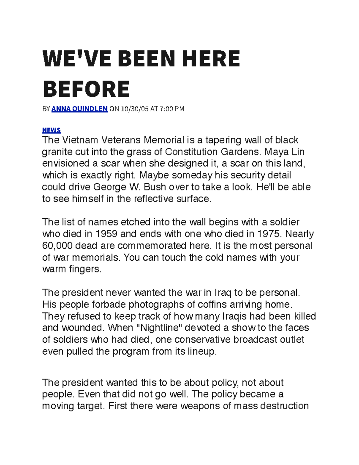 We've Been Here Before Quindlen - WE'VE BEEN HERE BEFORE BY ANNA ...