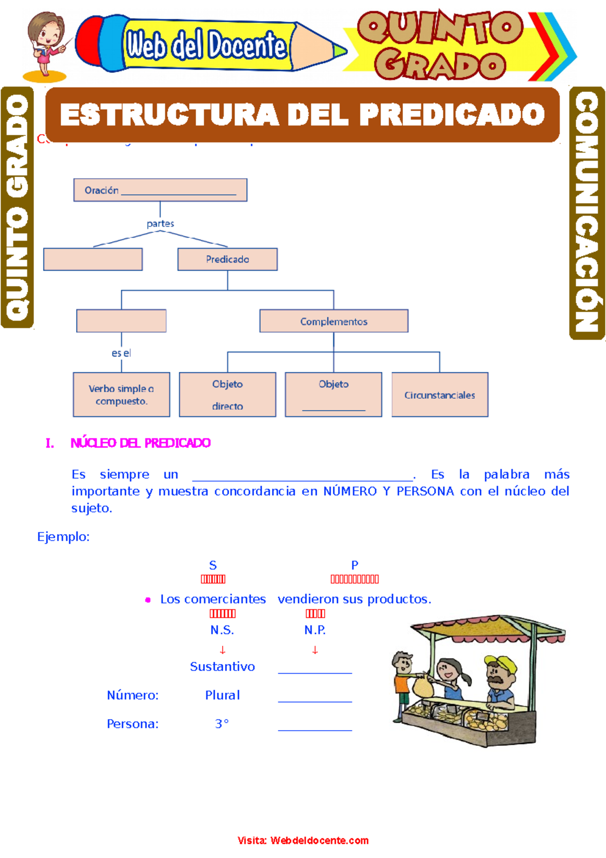 Estructura Del Predicado Para Quinto Grado De Primaria - Completa El ...