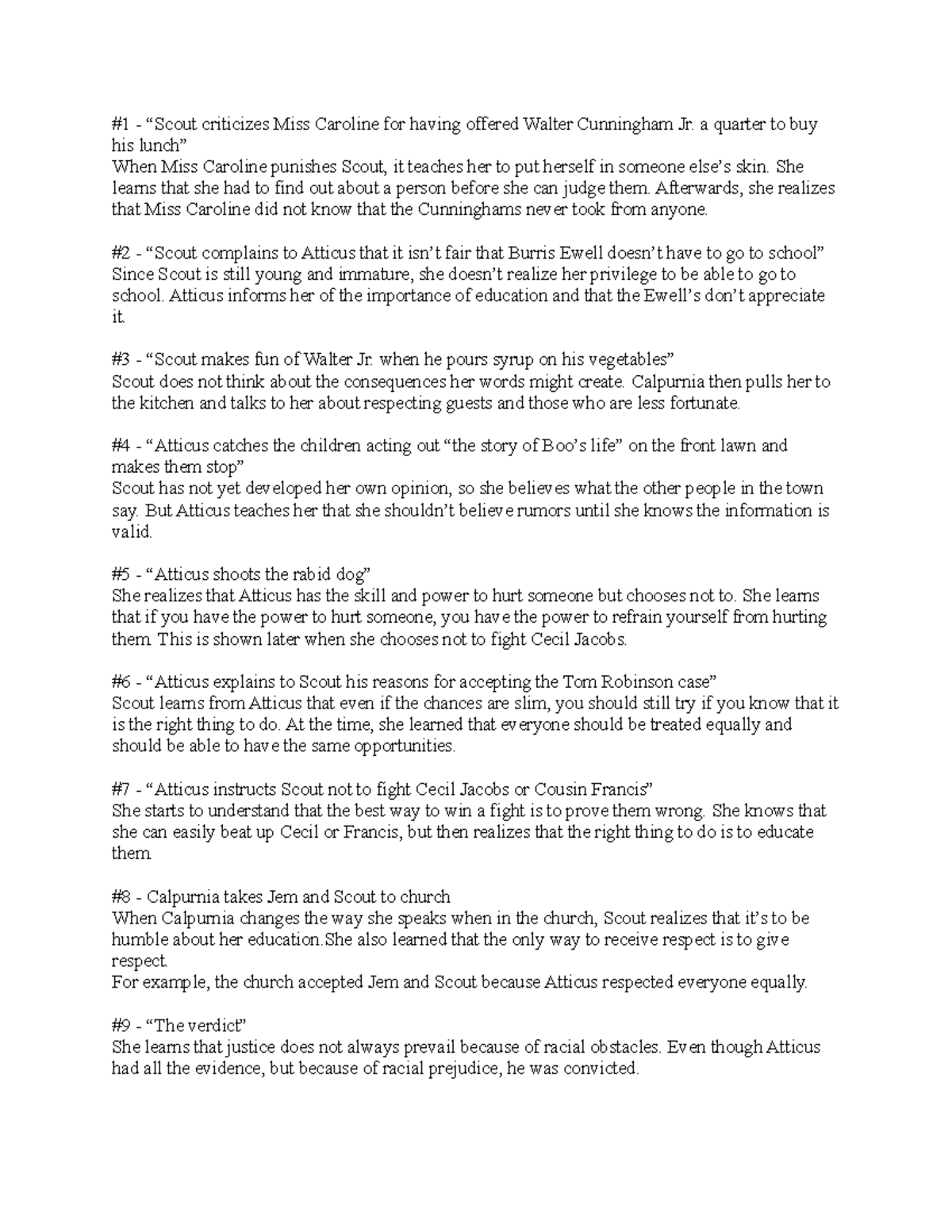 Scout's Maturity Notes 1 “Scout criticizes Miss Caroline for