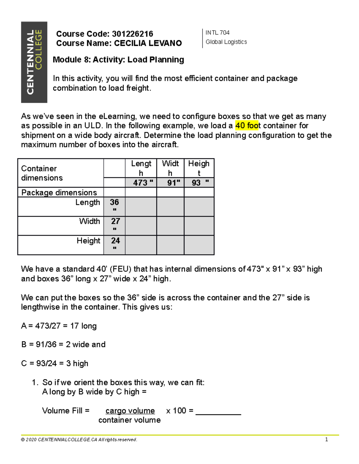 INTL704-Mod-08-Activity Load Plan - Course Code: 301226216 INTL 704 ...