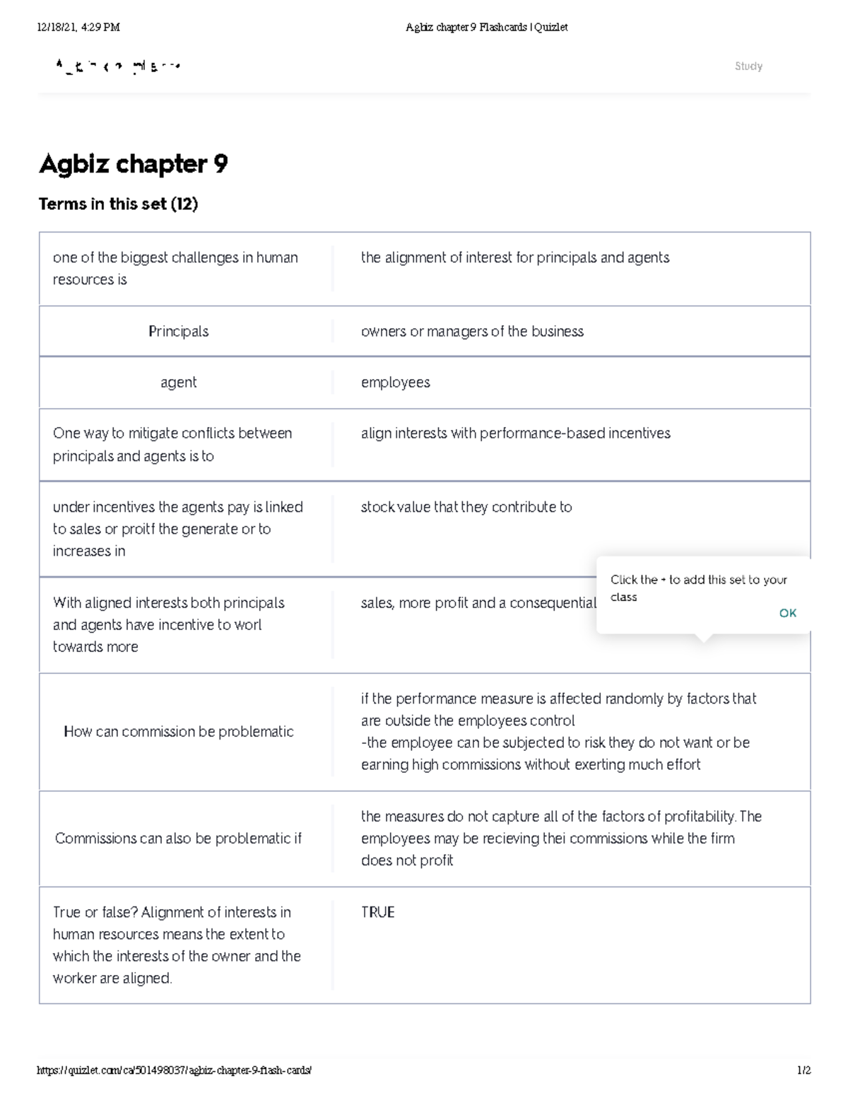 final exam practice chapter 9 - 12/18/21, 4:29 PM Agbiz chapter 9 ...