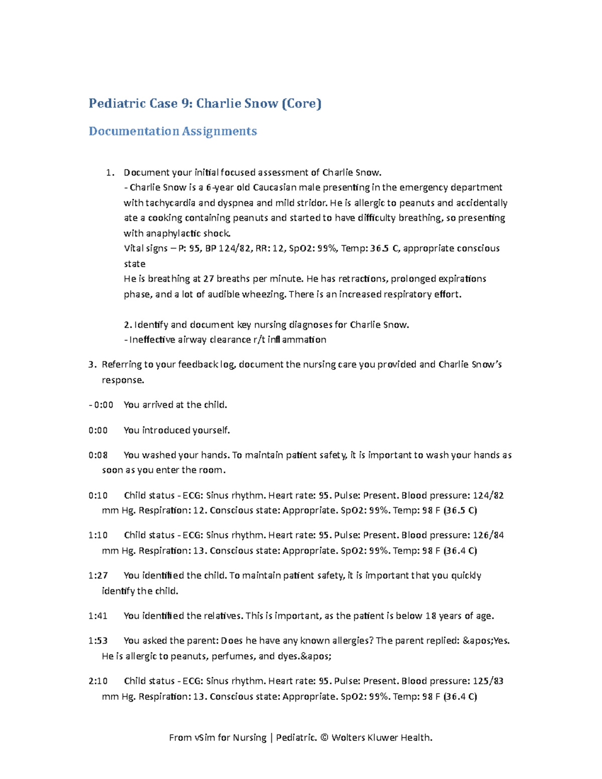 Pediatric Case 09 Charlie Snow Core DA - Pediatric Case 9: Charlie Snow ...