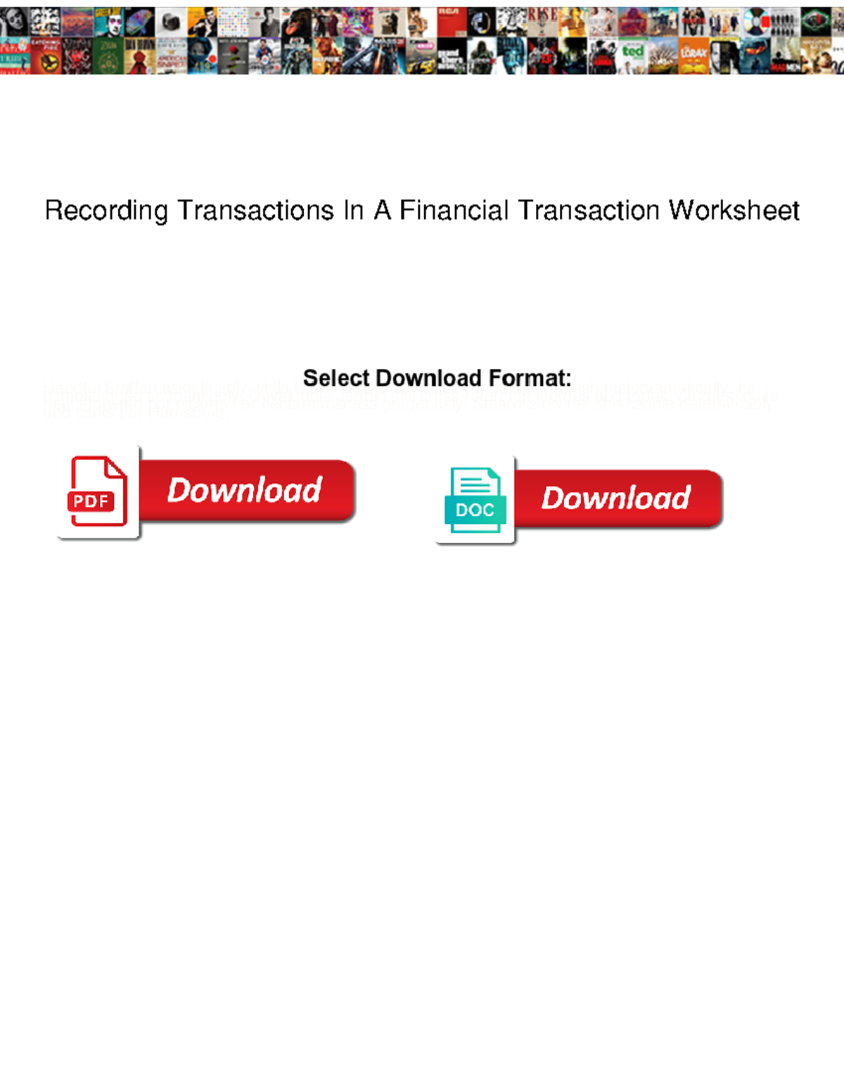 Recording transactions in a financial transaction worksheet - Recording ...