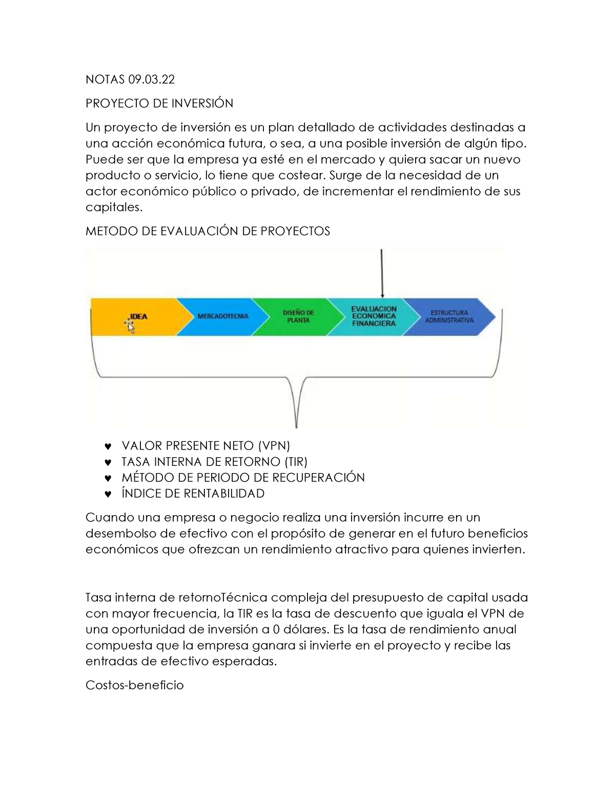 Notas 09.03.22 Zmpf - NOTAS 09. PROYECTO DE INVERSI”N Un Proyecto De ...