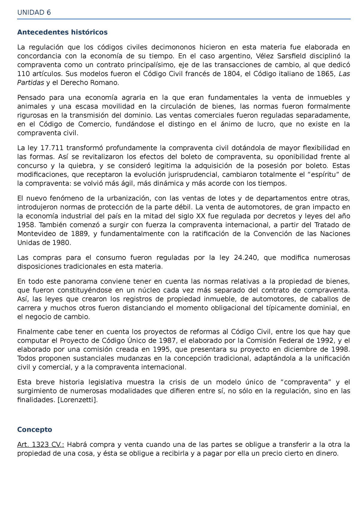 Unidad 6 PARA Imprimir - UNIDAD 6 Antecedentes históricos La regulación que  los códigos civiles - Studocu