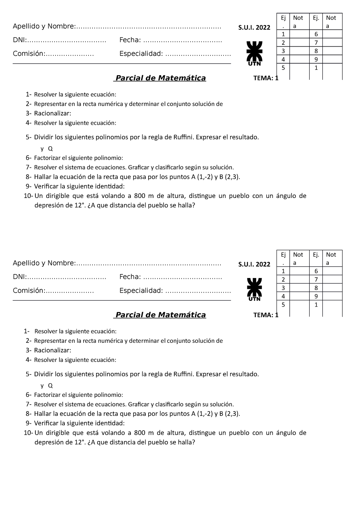 Examen 2022 Tema 1 - Parcial De Curso De Ingreso- UTN De La Plata ...