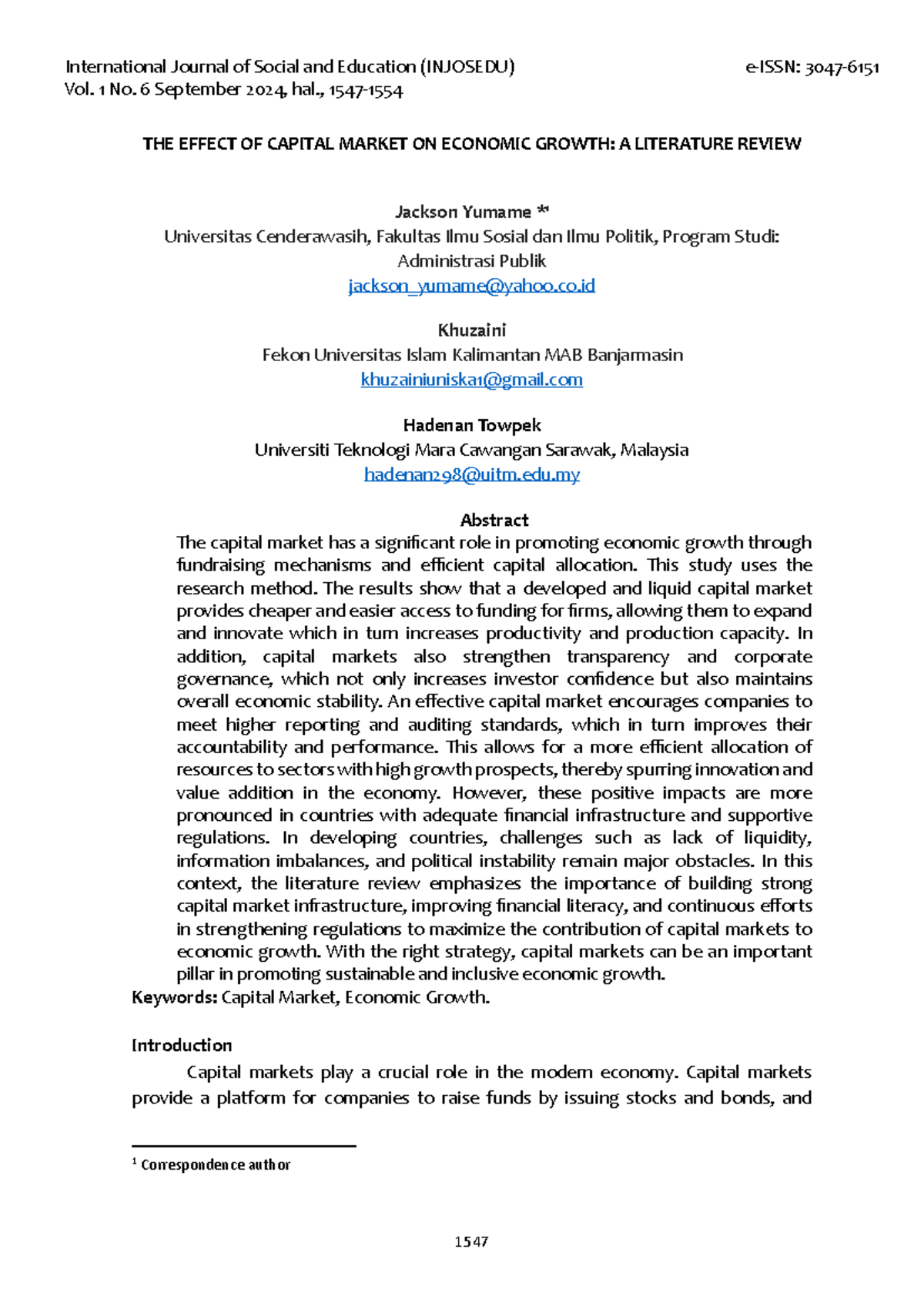 THE+ Effect+OF+ Capital+ Market+ON+ Economic+ Growth - International ...